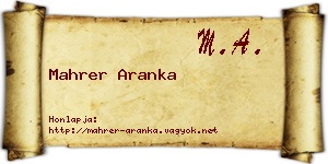 Mahrer Aranka névjegykártya